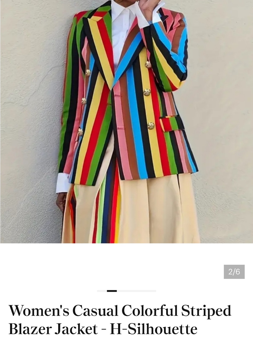 Bold Multi-Color Striped Women's  satin Blazer Jacket
